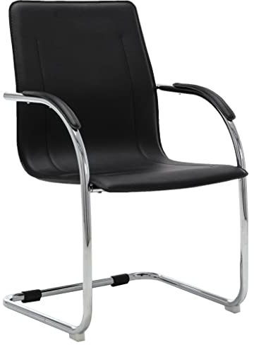 vidaXL Freischwinger Bürostuhl mit Armlehne Besucherstuhl Konferenzstuhl Schwingstuhl Schreibtischstuhl Büromöbel Sessel Kunstleder Schwarz