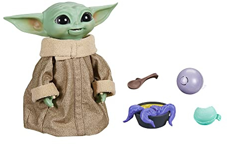 Star Wars Hasbro Galactic Snackin Grogu, Elektronische Figur mit über 40 Sound und Bewegungskombinationen, interaktive Accessoires, Multi, Einheitsgröße, Große: 23,5 cm
