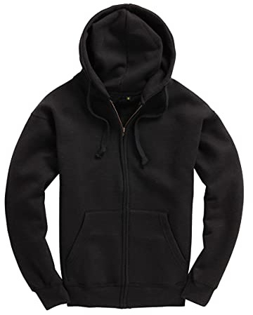 D&H CLOTHING UK dragkedja premium svart huvtröja vuxen unisex XS-6XL tung blandad fleece jumper arbetskläder