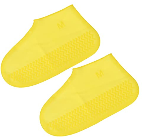 PATIKIL M Plegable Impermeable Silicona Zapatos Cubierta, Reutilizable Antideslizante Cubrezapatos Lluvia Botas Zapatos Cubierta Protectores Chancas para Exterior Lluvia Nieve, Amarillo