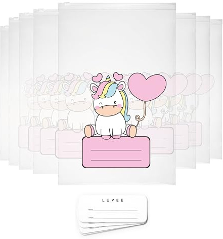 LUVEE 8 Bustine Corredino Neonato Ospedale con ETICHETTE ADESIVE - 100% Made in Italy - Sacchetti Cambio Neonato Ospedale Riutilizzabili per Asilo e Viaggi (Rosa)