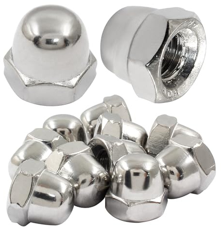 Hitefu 10PCS M10-1.5mm Acorn Cap Nuts, Stainless Steel Hex Cap Dome Head Nuts Locknuts, Bright Finish