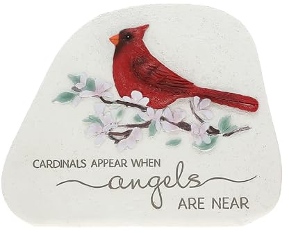 Pavilion Gift Company Pietra commemorativa in piedi, poliresina, bianco sporco, rosso, rosa, verde, 14 cm