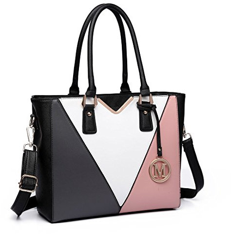 Miss Lulu Sac à main femme bandoulière en forme de V, Sac fourre-tout élégant Idéal pour Bureau Université ou Sorties Quotidiennes