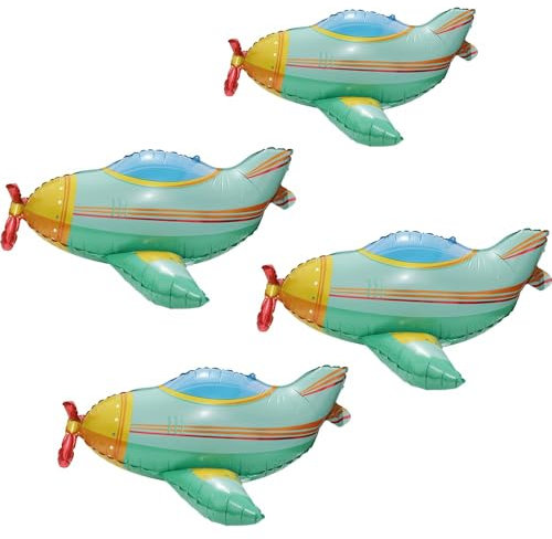 Globo Avion Foil, Globos de Aluminio para Avión,Juego de Decoración para Fiestas de Aviones, Decoracion Cumpleaños Avion, Globos Decoracion de Avion, Fiesta Temática de Avión para Niños(Verde)