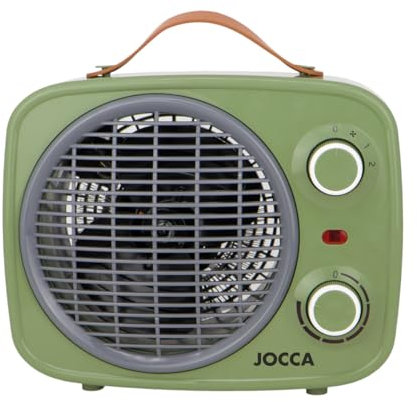 JOCCA, Stufa Retrò 2000W con Termostato Regolabile e Funzione Ventilatore, Design Elegante, Indicatore Luminoso