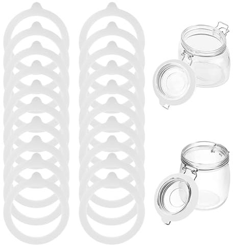 20 Stück Silikon Ersatz Dichtungen, Silikon Glasdichtungen Weiß, Auslaufsichere Gummidichtungen, Dichtungen Dichtring Einmachglas, Dichtringe Einweckgläser, Wiederverwendbar Gummidichtungen für Gläser