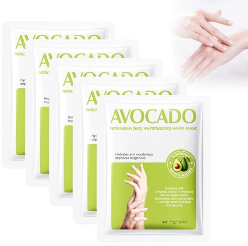 5 Paia Maschera Per Le Mani, Maschera Idratante Per Le Mani Con Vaselina, Cura Delle Mani Nutriente Ed Emolliente, Per Invecchiamento a Secco e Mani Screpolate per Donne e Uomini