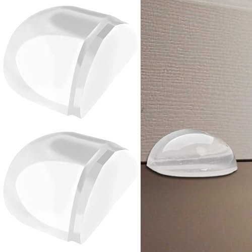2 Pcs Floor Door Stopper, Clear Self-Adhesive Floor Door Buffers Invisible Rubber Doorstops Protect Door Wall from Damage for Home Office Bathroom Bedroom Kitchen, Transparent