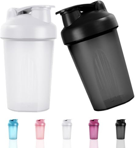 Fefod Shaker Protéiné de 400ml, 2PCS Shaker à protéines avec Mixing Balle, Bouteille shaker de protéines pour Boisson Protéinée, Compléments Alimentaires En Poudre, Gourdes de Sport Sans BPA