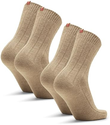 DANISH ENDURANCE Calcetines de Lana de Alpaca, 2 Pack Beige Melange 39-42 | Calcetines de Lana de Alpaca, Cálidos y Suaves, Regulan la Temperatura para Invierno y Interior, Unisex
