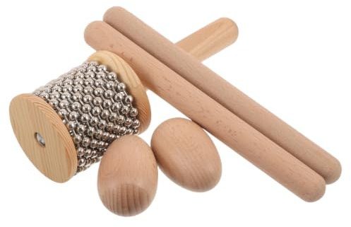 KOCKSHION Träslagverk Percussionsset med Cabasa Äggskakare och Sticks Balancerad Volym för Musikundervisning och Rytmträning i Klassrum och Små Scener