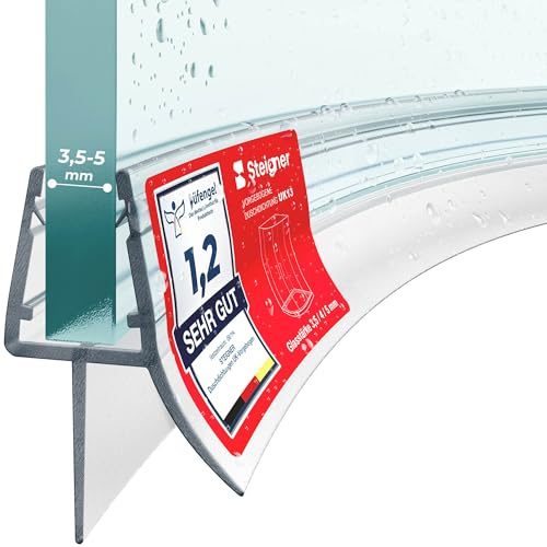 STEIGNER Guarnizione doccia curva UK13 60 cm (1 pz.) trasparente - Guarnizione box doccia verticale per doccia semicircolare o quarto di cerchio con porta 3,5-5 mm - Materiale flessibile,Impermeabile