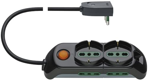 Vimar FP00521.L Presa multipla 2P+T 16A 250V, 2 uscite SICURY standard italiano, 4 uscite SICURY standard italiano tipo P17/11, interruttore luminoso, cavo da 3 m (3G1,5), spina orientabile