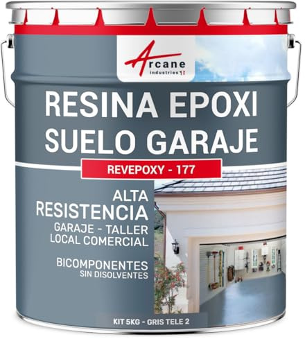 ARCANE INDUSTRIES Resina para Suelo de Garaje - Pintura epoxi para Suelo: REVEPOXY - 177 - Telegris 2 - RAL 7046