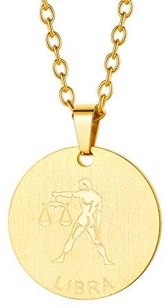 Custom4U Collier Médaille Signe Astrologique Verseau Or Pendentif Zodiaque
