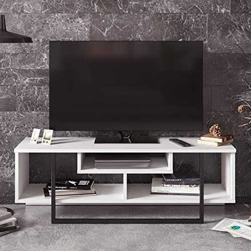Decorotika Asal Modern 120 cm Wide TV Unit for TVs Up to 55 inch (White and Black)