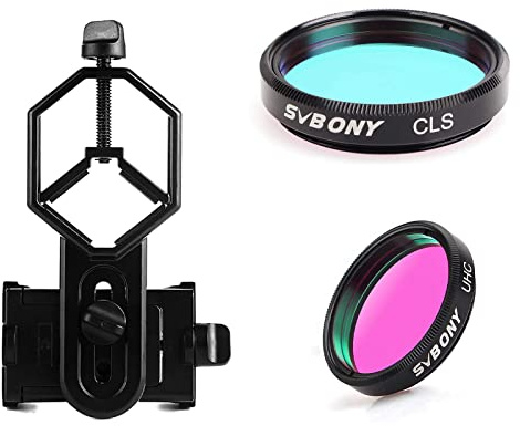 SVBONY Telescope Filter, 1.25 inches CLS Filter, Bundle with UHC Filter, and Universal Cell Phone Adapter Mount