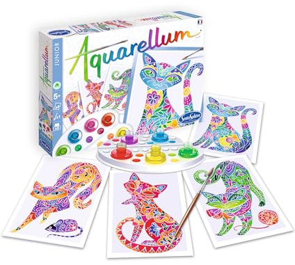 Sentosphère - Aquarellum Junior Chats - Kit peinture - Initier les enfants à l'art - A partir de 6 ans - fabriqué en France, Centre