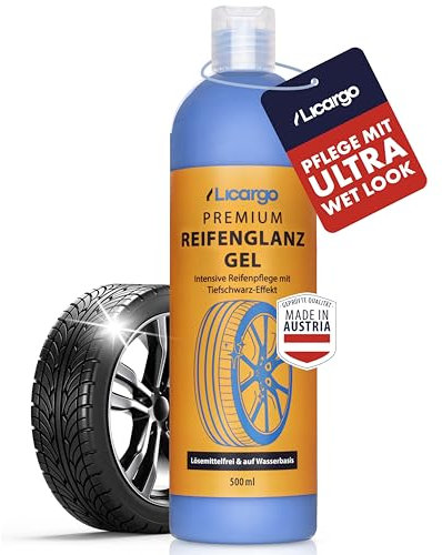 LICARGO Premium Reifenglanz Gel (500ml) - Tiefschwarze Reifen Dank Intensiver Reifenpflege - Reifen Glanz schützt Gummi & Reifen - lösemittelfreies Reifenglanzspray auf Wasserbasis