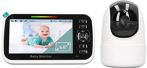 Generic Video Wireless Baby Monitor, Stor 5-tums Lagringskapacitet LCD-skärm 2 Sätt Babykommunikation Video Baby Monitor Real Time for Sovrum (EU)