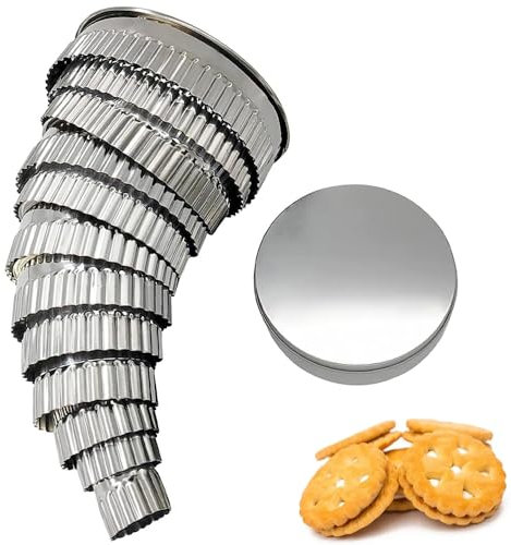 12 Stück Ausstechformen Edelstahl, Rund Ausstecher Set, Keksausstecher mit Aufbewahrungsbox, Plätzchen Cutter für Keksen Backen Gebäck Muffins DIY
