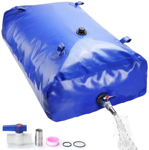 Sukudon Large-Capacity Water Container Collector Barrel Water Storage Bladder Tank Bag - Portable and Foldable for Emergency Water Delivery, Irrigation, and More (1000L)
