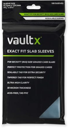 Vault X Graded Trading Card Slab Sleeves, Exact Fit Bags for Becketts BGS and Other Similar Sized Cases, Collectible Card Games, Sports, TCG (100 Pack)