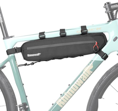 Rhinowalk Bike Frame Bag Bicycle Triangle Bag Under Top Tube Pouch Storage Pouch with 2 Side Pockets (Black,S : 2.1L)