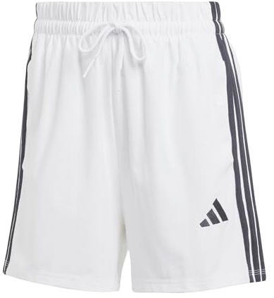 adidas Donna Essentials 3-Stripes Cotton Shorts, White/Black, L