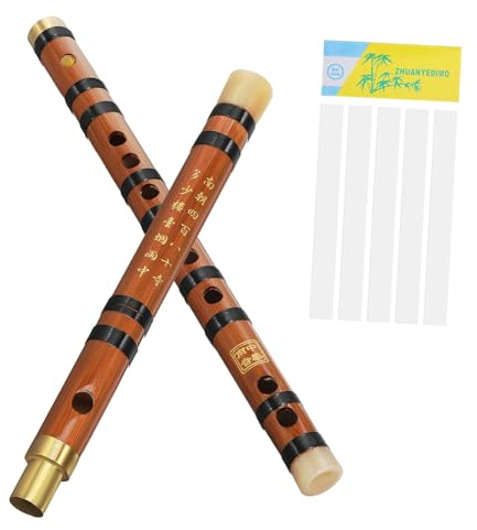 Toyvian Flauta De Bambú g Clave Instrumentos Musicales De Flauta Tradicionales Con Estuche y Membranas Para Uso Conciertos o Clases De Música