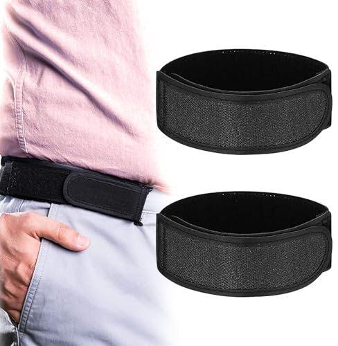 YNR 2 cinturones elásticos ajustables sin hebilla para jeans y pantalones de hombre, cinturón de comodidad ajustable, tensores de cintura invisibles, color negro, talla L, Negro, L