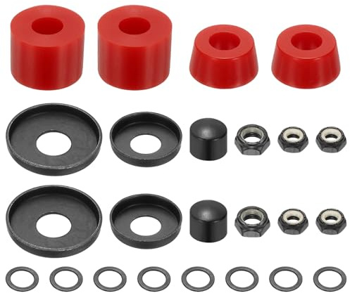 YELARXI Skateboard Bushings, Skateboard Truck Rebuild Long-Board Kit Bushings Washers Pivot Cups-Fitting for (Outdoor Skateboard Parts) 92A & PU & Red