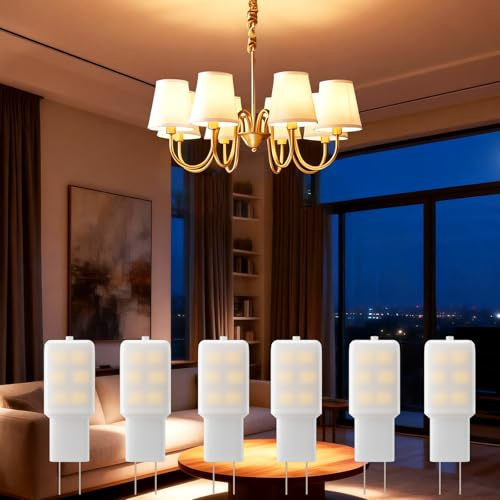sailsco G4 varmvit LED-lampa, 1,5 W 2700K 120 lumen, ekonomisk glödlampa motsvarande 15 W glödlampa, ingen dimmer, 6 st