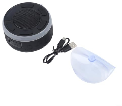 Altoparlante impermeabile IPX7 per doccia con suono a 360 gradi, luce RGB, radio FM, 5.1, batteria da 1100 mAh, fino a 10 ore di riproduzione (nero)