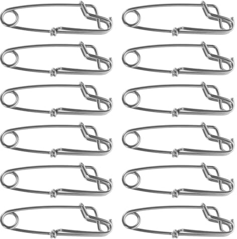 RORPOIR Lot de 12 Émerillons de Pêche en Acier Inoxydable 1,8 X 60 Mm Clips Pivotants à Pression Haute Résistance pour Pêche en Mer, Connecteurs Robustes et Antirouille, Accessoires