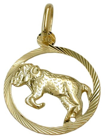 Anhänger 15mm Sternzeichen Widder 9Kt GOLD