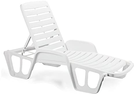 IPAE PROGARDEN - Lettino Fisso Impilabile, Bianco, 71 x 192 x 100 cm