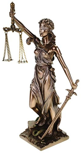 Veronese Justitia, dea della giustizia, statuetta bronzata, 21 cm, poly