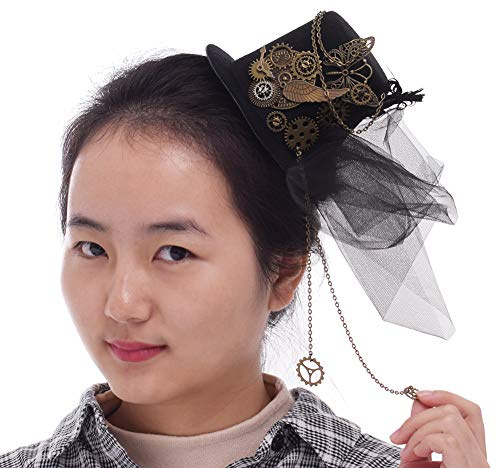 BLESSUME Victorian Steampunk Women Mini Top Hat Hair Clip Party Hat Dancing Cocktail Head Clip