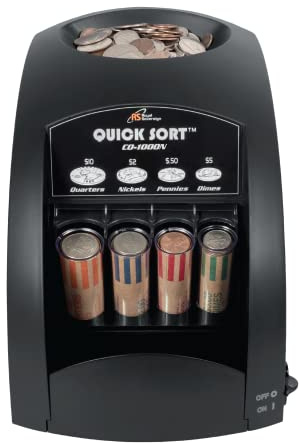 Royal Sovereign USD Coin Sorter, Patented Anti-Jam Technology and Coin Wrapper Starter Pack (CO-1000N)