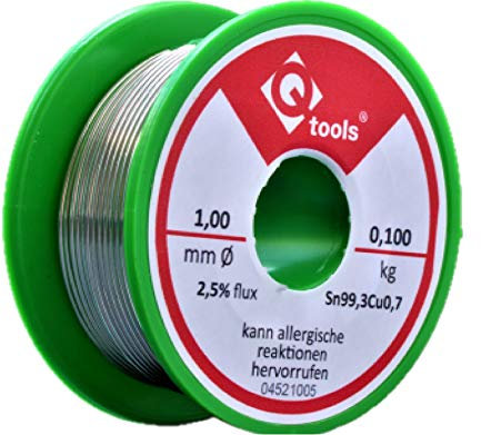 Tools Q-tools 100g Lötzinn mit Flussmittel | Lötzinn 1mm | solder wire | Lötzinn lötzinn bleifrei | Lötdraht 1mm | Versand am gleichen Werktag aus Deutschland |