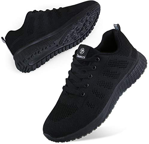 Youecci Zapatillas de Deportivos de Running para Mujer Deportivo de Exterior Interior Gimnasia Ligero Sneakers Fitness Atlético Caminar Zapatos Transpirable Negro 37 EU