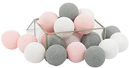 Koomiao - Ghirlanda luminosa con sfere in cotone LED, colorata, piccola lanterna luce notturna per bambini, 3 m, 20 luci per interni, decorazione per la festa in casa