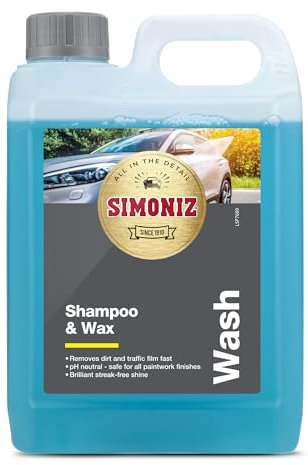 Simoniz Car Shampoo & Wax 2L, 2-in-1 Car Shampoo, Deep Car-Cleaning With Carnauba Wax Protection, Use In A Bucket Or Snow Foam Cannon To Get Tough On Dirt & Grime, Safe For All Paintwork, 2 Litre