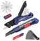 WORKPRO Jeu de Cutter 2 Pièces, Cutter Professionnel Pliant Utilitaire Mécanisme de Changement Rapide et Couteau Utilitaire Rétractable 18mm avec Lames Supplémentaires