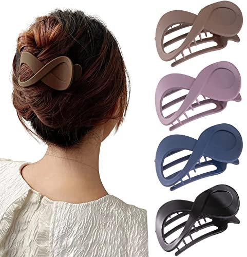 Kavya 4 Pcs Entenschnabel Haarspangen Damen Vintage -Haarspange Flach Haarklammer Groß Dickes Haar Französisch - Haar Accessoire Frauen Mädchen Flat Claw Clip Alltag, Autofahren