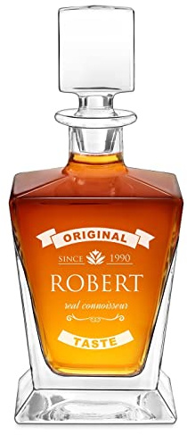Maverton Personalised Whiskey Decanter for man - Elegant Geometric Carafe for him - Geometric Model - Engraved Glassware for dad - Barware for Birthday - for Connoisseur - Original -