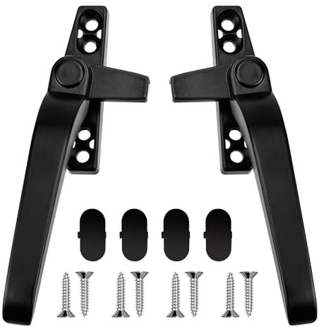 Leikedun Universal Window Handle Replacement Kit Black Double Glazing Window Handles with Fixing Screws Right/Left Hand for Home Office Room Inside Outside Windows