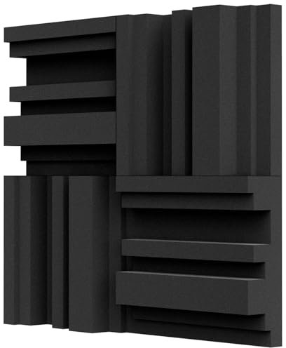 TroyStudio Paneles gruesos de espuma acústica, 12 x 12 x 3 pulgadas, 4 piezas de espuma absorbente de sonido de alta densidad, difusor cuadrático, paneles de espuma a prueba de sonido, paneles de